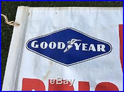 Vintage 1950s Goodyear Tires Canvas Banner / Sign / 8ft / M. C. A