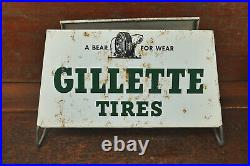 Vintage 1950s Original GILLETTE TIRES Metal Tire Diplay Stand Gas Oil Sign