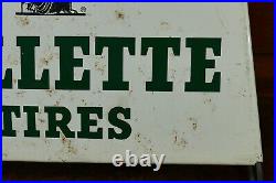 Vintage 1950s Original GILLETTE TIRES Metal Tire Diplay Stand Gas Oil Sign