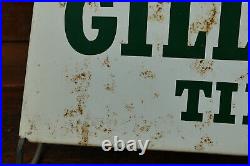 Vintage 1950s Original GILLETTE TIRES Metal Tire Diplay Stand Gas Oil Sign