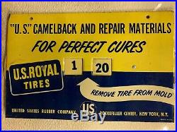 Vintage 1951 U. S. Royal Tires Camelback Tin Over Cardboard Sign
