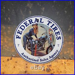 Vintage 1954 Federal Tires Authorized Sales Agency Porcelain Gas Oil 4.5 Sign