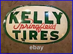 Vintage 1954 Kelly Springfield Tires Advertising Tin Sign -convex 36 X 22 Rare