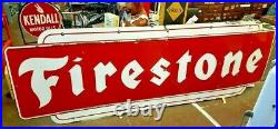 Vintage 1956 Porcelain Firestone Sign 12 Foot Advertising Gas Oil Tire Sign