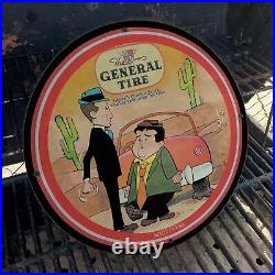 Vintage 1956 The General Tire''Abbott & Costello'' Porcelain Gas And Oil Sign