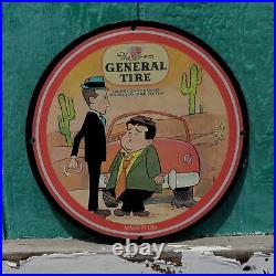 Vintage 1956 The General Tire Porcelain Gas & Oil Americana Man Cave Sign