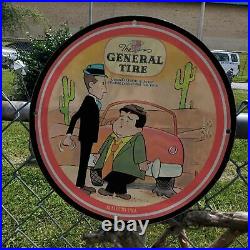Vintage 1956 The General Tire Porcelain Gas & Oil Americana Man Cave Sign