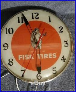 Vintage 1957 Fisk Tires Clock Pam Clock Original