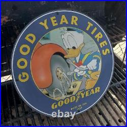 Vintage 1957 Goodyear Tire & Rubber Co. Porcelain Gas & Oil Sign