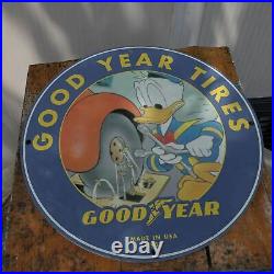 Vintage 1957 Goodyear Tire & Rubber Co. Porcelain Gas & Oil Sign