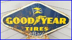 Vintage 1958 Good Year Tires Die-Cut Metal Original Advertising Sign