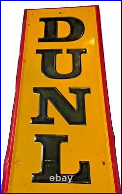 Vintage 1959 Dunlop Tires Advertising Sign Enamel Size 60 x 14 Inches