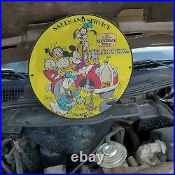 Vintage 1960 General Tire Sales And Service Porcelain Gas & Oil Pump Sign