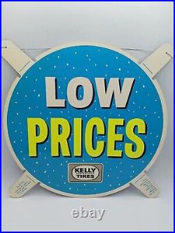 Vintage 1960'S Kelly Springfield Tires LOW PRICES Metal Sign 21.5 X 21.5