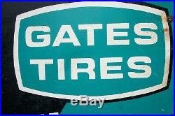 Vintage 1960's Original Gates Tire Sign / Large Round Sign 22 in diameter, NICE