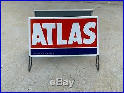 Vintage 1960s ATLAS TIRES Display Stand Rack Sign Gas & Oil