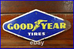Vintage 1960s Original GOOD YEAR TIRES Metal Advertising Gas Oil Sign 28