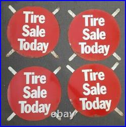 Vintage 1960s Set of 4 SHELL TIRE SALE TODAY Insert Metal Sign Advertising