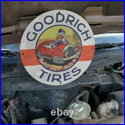 Vintage 1961 Goodrich''Safety First'' Tires Porcelain Gas & Oil Pump Sign