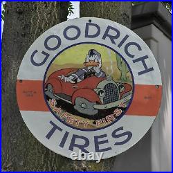 Vintage 1961 Goodrich''Safety First'' Tires Porcelain Gas & Oil Pump Sign
