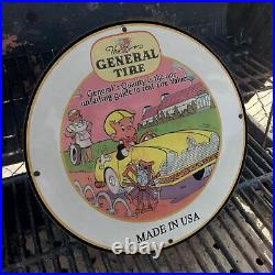 Vintage 1961 The General Tire''Richie Rich'' Porcelain Gas & Oil Pump Sign