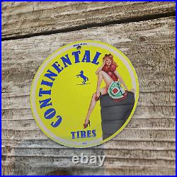 Vintage 1962 Continental Tires Porcelain Gas Oil 4.5 Sign