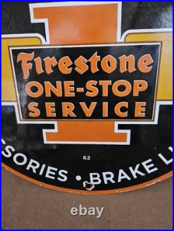 Vintage 1962 Firestone Tires Porcelain Gas Oil Auto Car Tire Service Sign 12 Vintage 1962 Firestone Tires Porcelain Gas Oil Auto Car Tire Service Sign 12