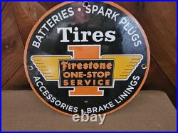 Vintage 1962 Firestone Tires Porcelain Gas Oil Auto Car Tire Service Sign 12 Vintage 1962 Firestone Tires Porcelain Gas Oil Auto Car Tire Service Sign 12