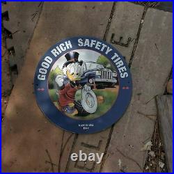 Vintage 1962 Goodrich Safety Tires And Rubbers Porcelain Gas & Oil Pump Sign