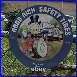 Vintage 1962 Goodrich Safety Tires And Rubbers Porcelain Gas & Oil Pump Sign