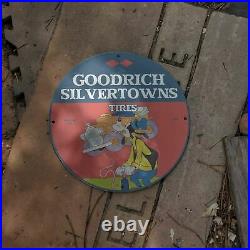 Vintage 1962 Goodrich Silvertown Radial Tires Porcelain Gas & Oil Pump Sign