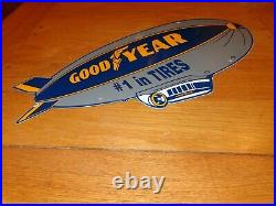 Vintage 1962 Goodyear Tires Blimp Zeppelin 25 Porcelain Metal Gasoline Oil Sign