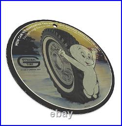 Vintage 1963 General Tire Porcelain Enamel Gas & Oil Garage Man Cave Sign