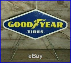 Vintage 1963 Original 2 Sided Goodyear Tire Display Advertising Stand Sign