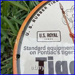 Vintage 1964 Dated US Royal Tires Porcelain Sign RARE 12 Gas Oil Auto Service