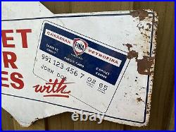Vintage 1964 FINA Porcelain Gas Oil Sign CANADIAN PETROFINA Tires Credit Card