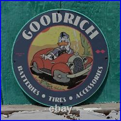 Vintage 1964 Goodrich Batteries Tires Accessories Porcelain Gas & Oil Pump Sign