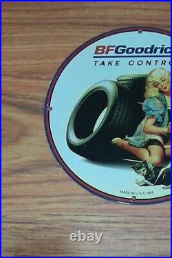 Vintage 1965 B. F. Goodrich Tires Man Cave Bar & Garage Porcelain Heavy Metal Sign