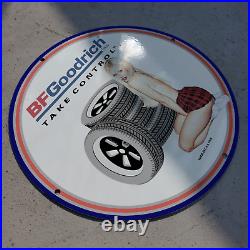 Vintage 1965 BF Goodrich Rubber Tires''Take Control'' Porcelain Gas & Oil Sign