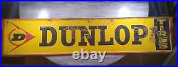 Vintage 1965 Embossed Metal Dunlop Tires Sign Gasoline Gas Oil 13x60