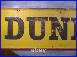 Vintage 1965 Embossed Metal Dunlop Tires Sign Gasoline Gas Oil 13x60