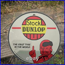 Vintage 1965 Stock Dunlop The First Tyre In The World Porcelain 4.5 Sign