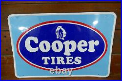 Vintage 1970s/1980s Large Cooper Tires Embossed Metal Sign Gas Oil Station Sign