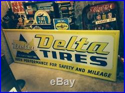 Vintage 1971 Metal Delta Tires Sign REALLY NICE