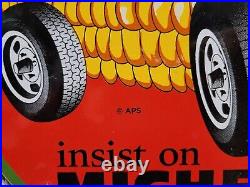 Vintage 1972 Michelin Porcelain Sign Auto Part Tires Automotive Gas Oil Service