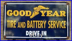 Vintage 1975 Dated Goodyear Tire Battery 18 Porcelain Drive In Sign