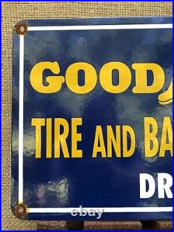 Vintage 1975 Dated Goodyear Tire Battery 18 Porcelain Drive In Sign