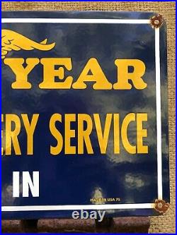 Vintage 1975 Dated Goodyear Tire Battery 18 Porcelain Drive In Sign