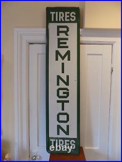 Vintage 1982 Remington Tires Vertical Embossed Metal Sign