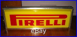 Vintage 2-Sided Hanging Lighted PIRELLI TIRES STORE DISPLAY SIGN Advertising